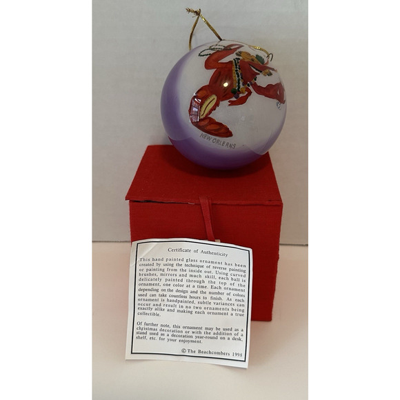 The Beach Combers Mardi Gras Gator & Crawfish Glass Painted Christmas Ornament - Picture 13 of 16